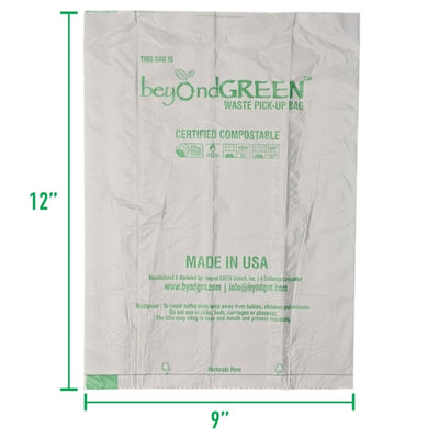 Dimensions of beyondGreen compostable poo bag