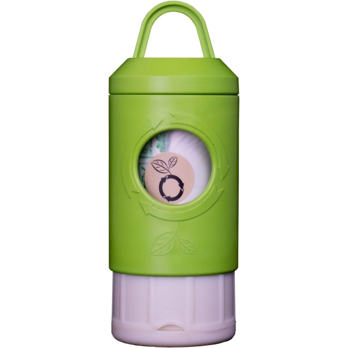 Front view of beyondGreen plant-based compositable dog poo bag dispenser